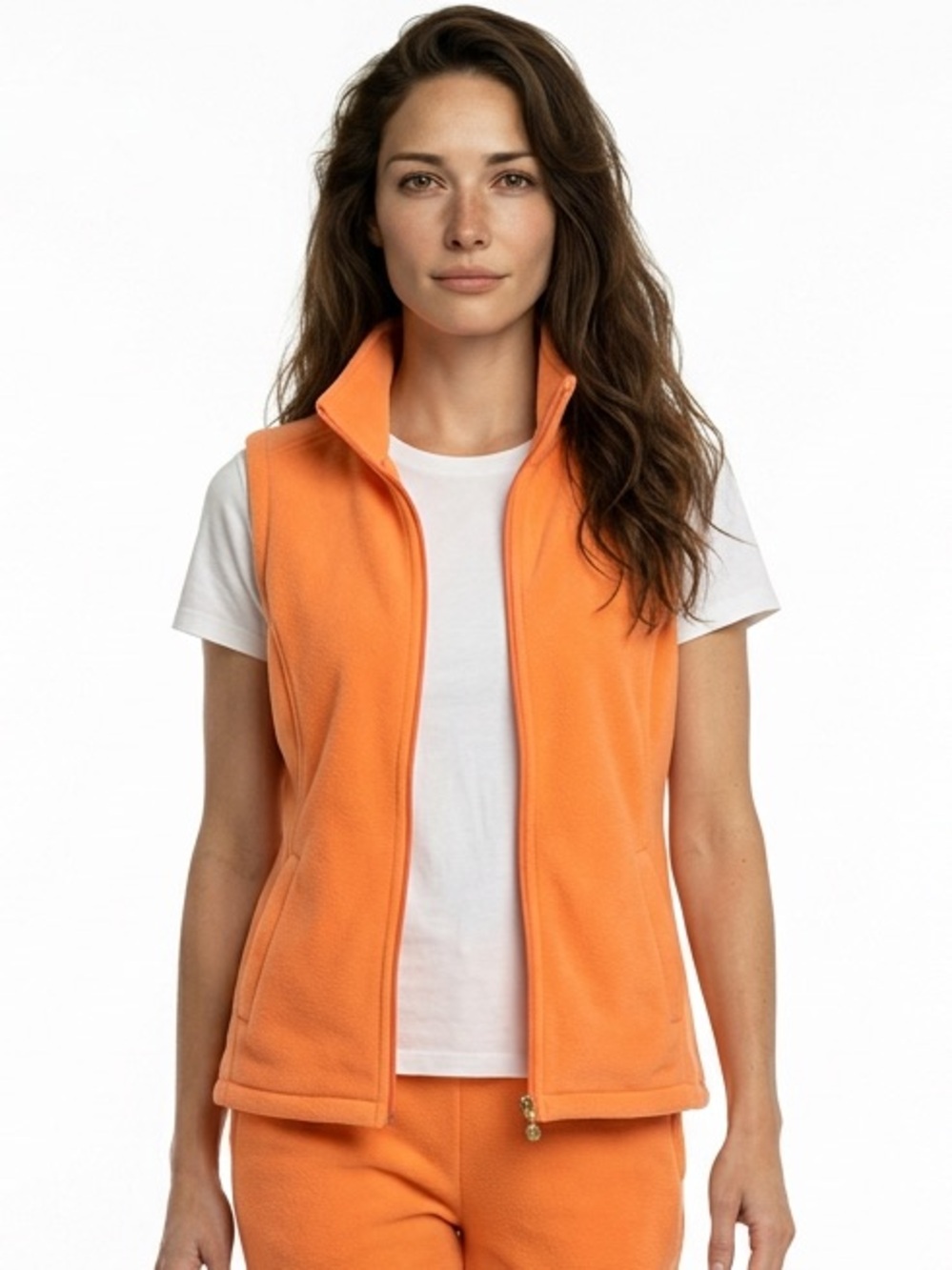 LILLY PULITZER | Orange Fleece Full Zip Front Sleeveless Vest Women’s Size Small